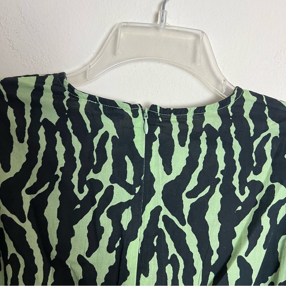 Rhode Pia Tiger Print Color block Wrap Ruched Mini Puff Sleeve Dress - Picture 8 of 13